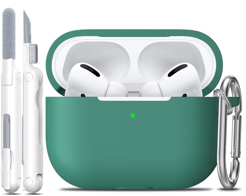 R-fun for AirPods Pro 2nd/1st Generation Case with Cleaner Kit,Soft Silicone Protective Case Cover for Apple AirPod Pro 2/1 for Women Men,AirPods Pro Case Accessories with Keychain,Pine Green - Image 1